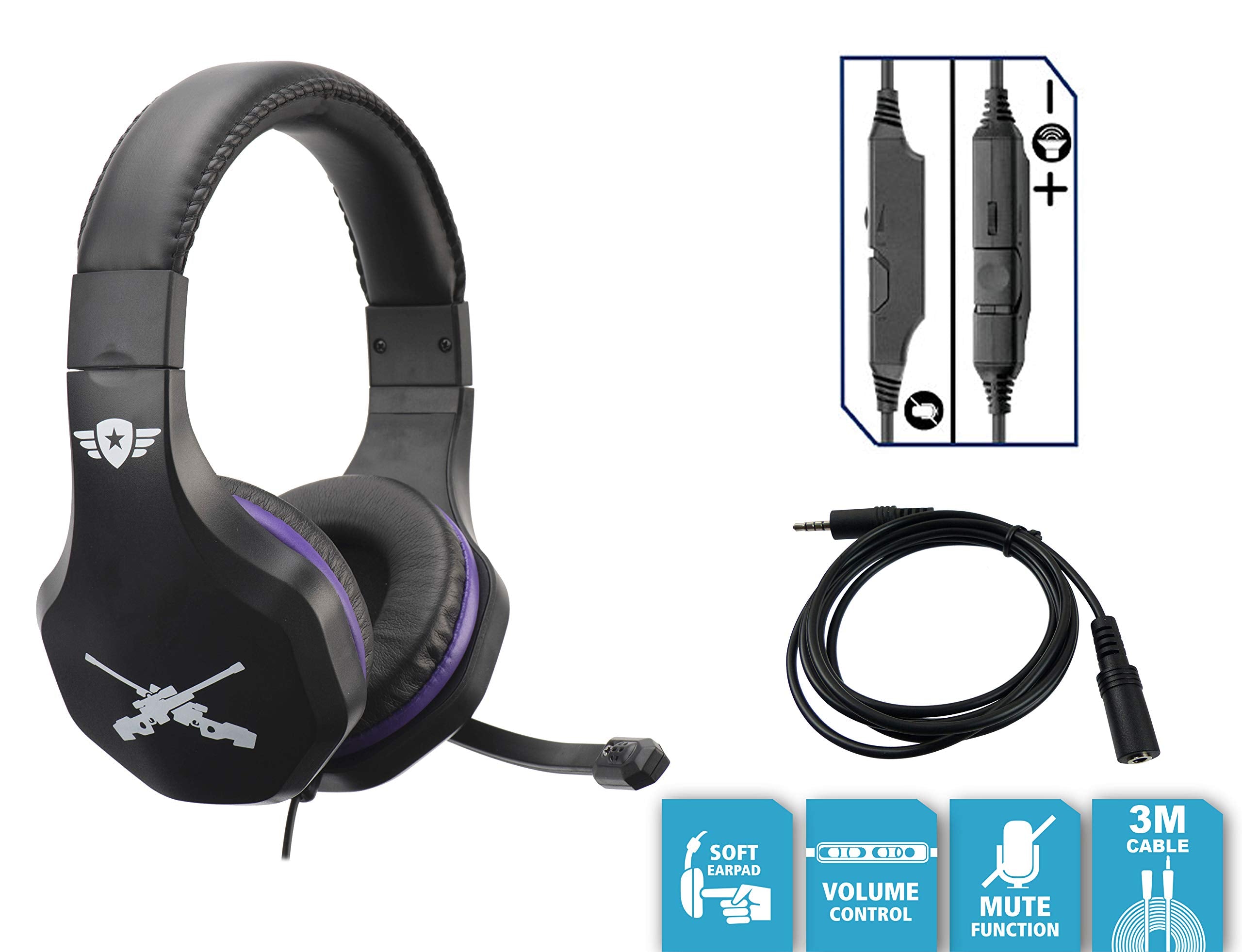 Subsonic - Auriculares Con MicróFono ( PS4 - Slim / Pro - Xbox One / PC / Nintendo Switch), Edición Gamer Battle Royal con extensión Switch