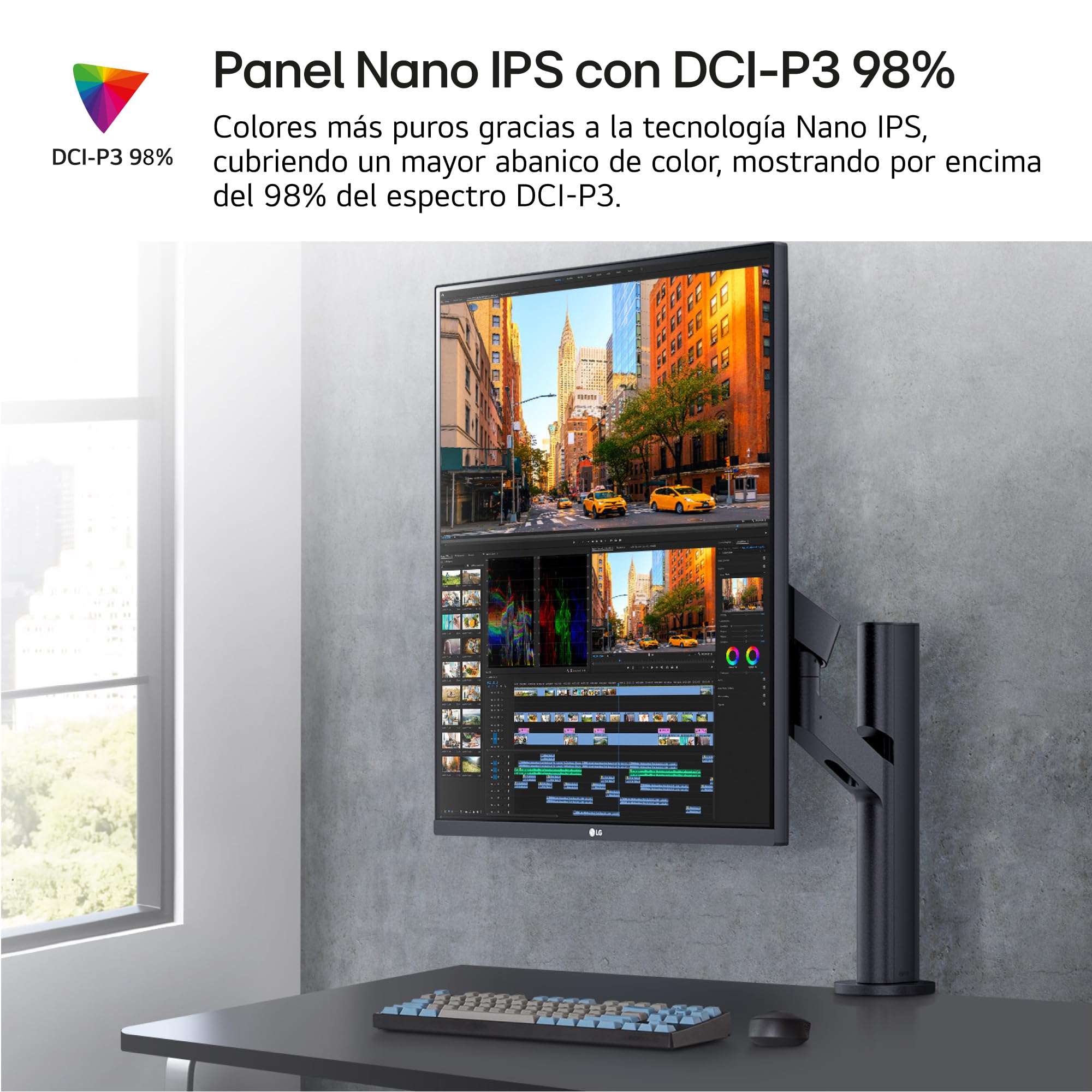 Monitor Profesional LG DualUp Ergo 28MQ780-B 27.6'/ SDQHD/ Multimedia/ Regulable en altura/ Negro