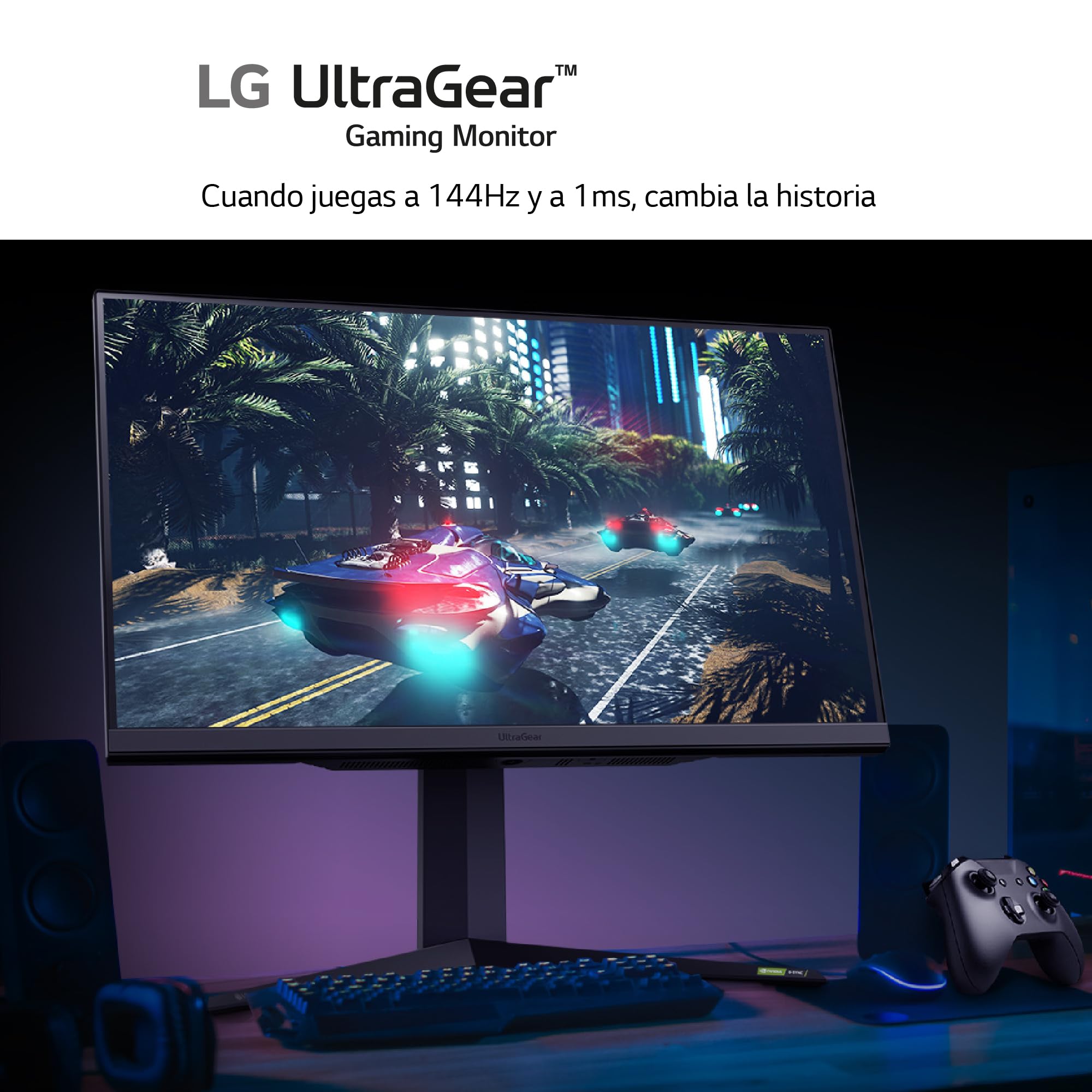 Monitor Gaming LG UltraGear 32GR93U-B 32'/ 4K/ 1ms/ 144Hz/ IPS/ Regulable en altura/ Negro