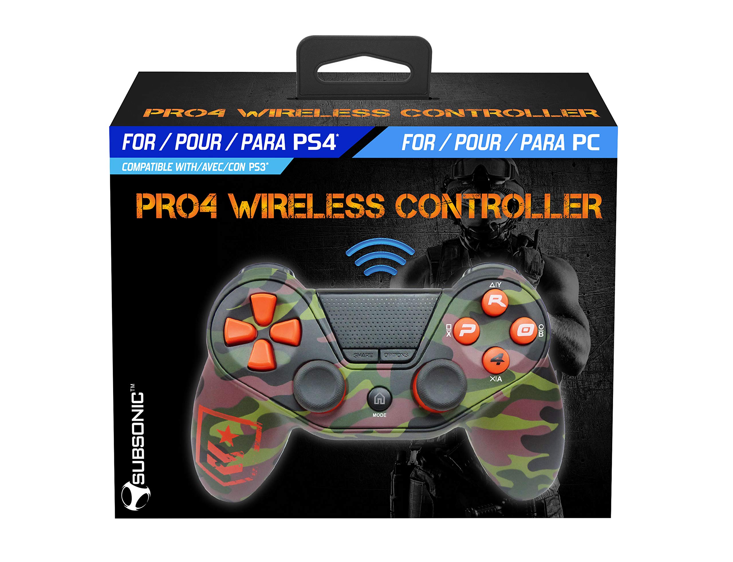Mando ps4 Pro4 Fps InaláMbrico Camo ( PS4/PS3/PC) - Accesorio compatible