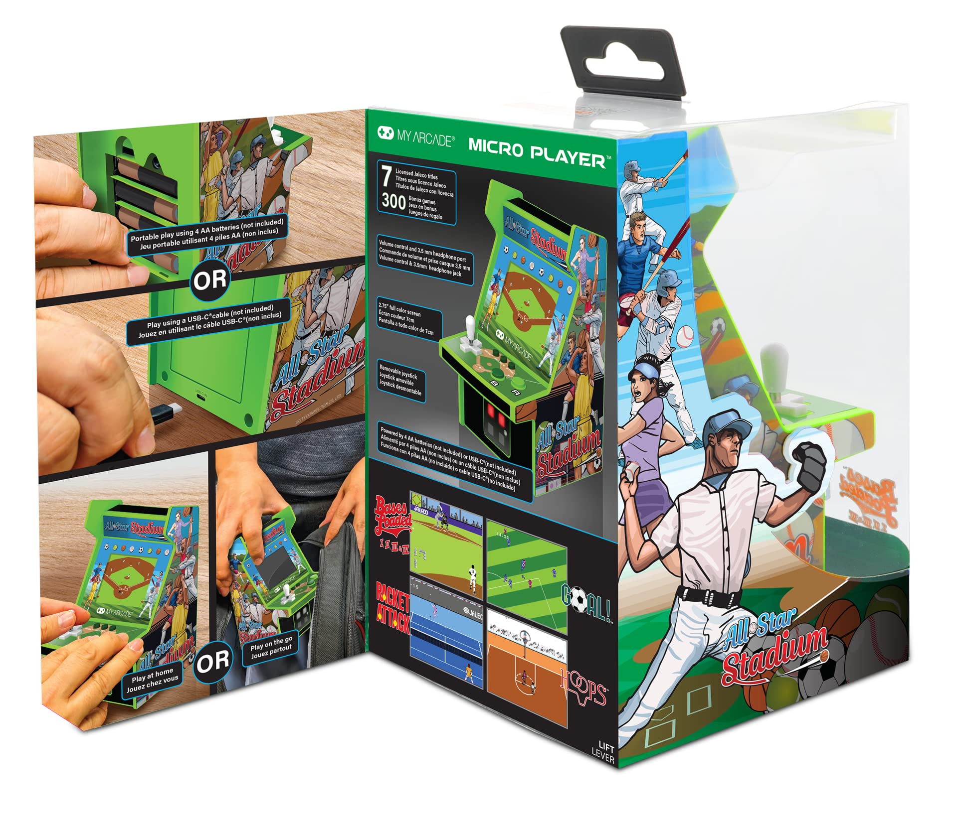 My Arcade Micro Jugador All-Star Stadium Mini Cabina Retro, 307 Juegos En 1