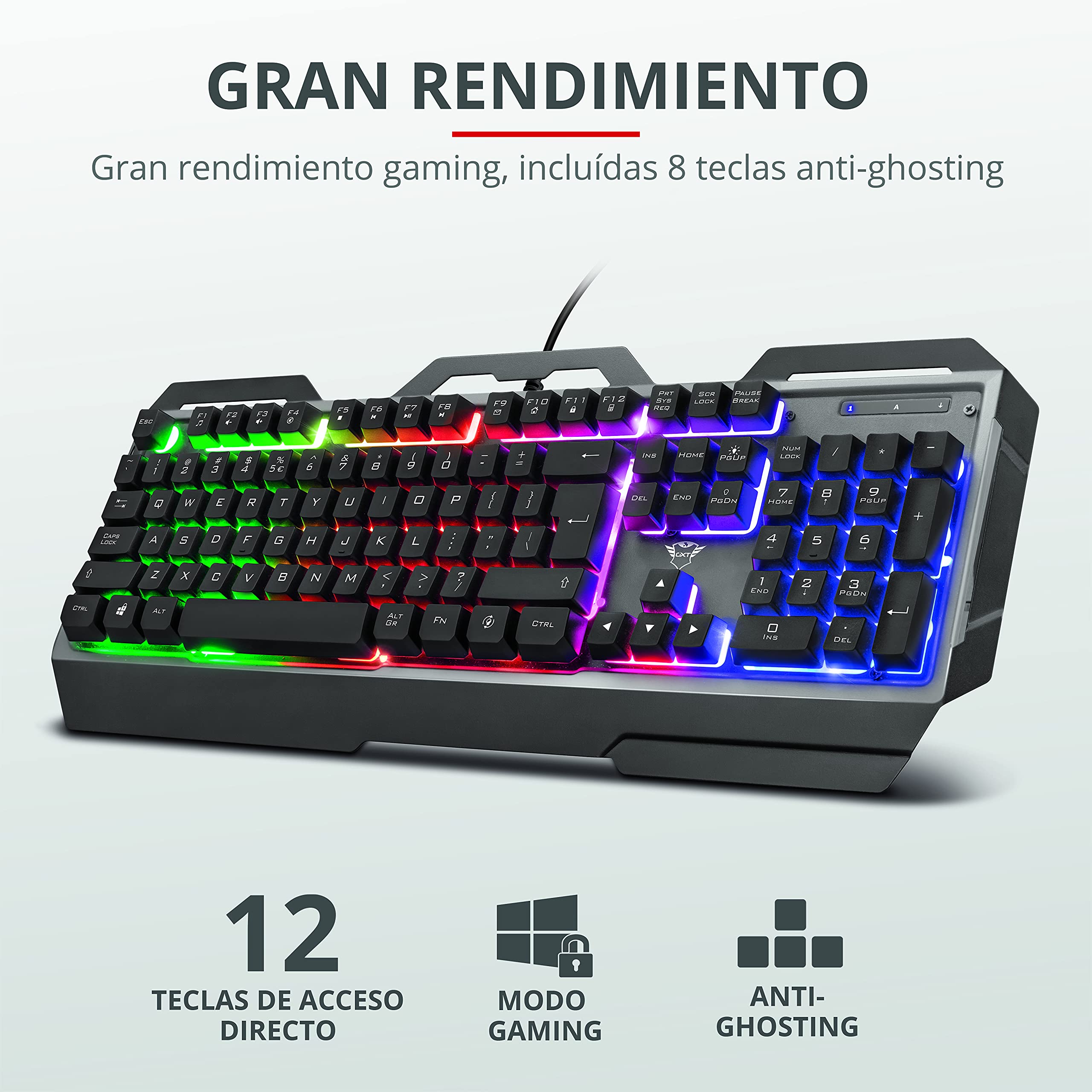 Trust Gaming Gxt 856 Torac Teclado Gaming Con Placa Superior MetáLica E IluminacióN
