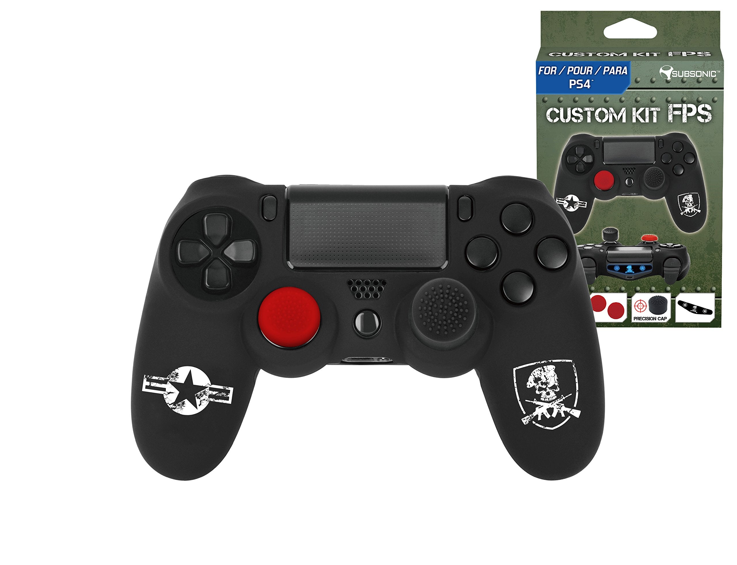 Subsonic - Kit De CustomizacióN Para Mando Playstation 4 - Funda De Silicona Para Mando PS4 - con grips para joysticks - CAMO/FPS