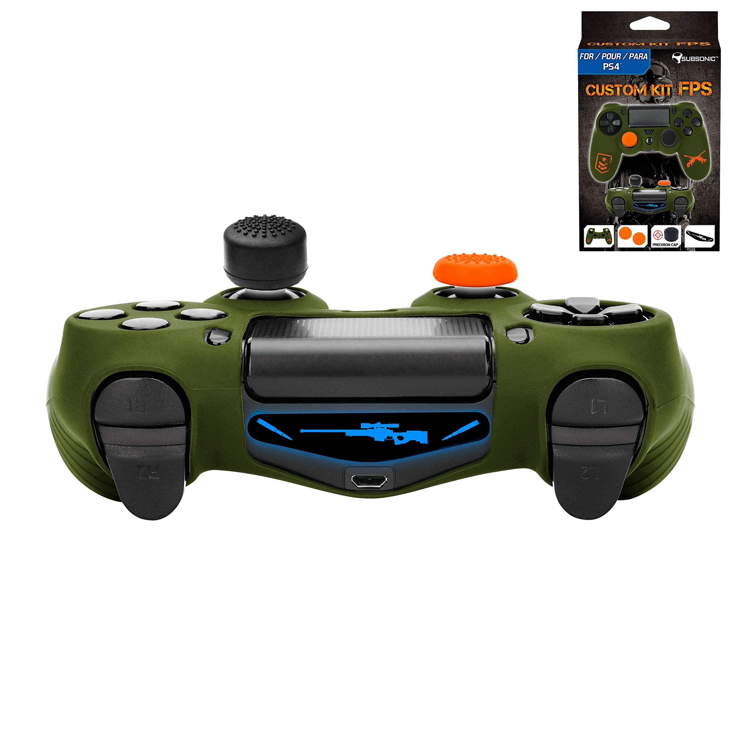 Subsonic - Funda Protectora Silicona Y Thumb Grip Caps Para Mando PS4 - FPS 2018