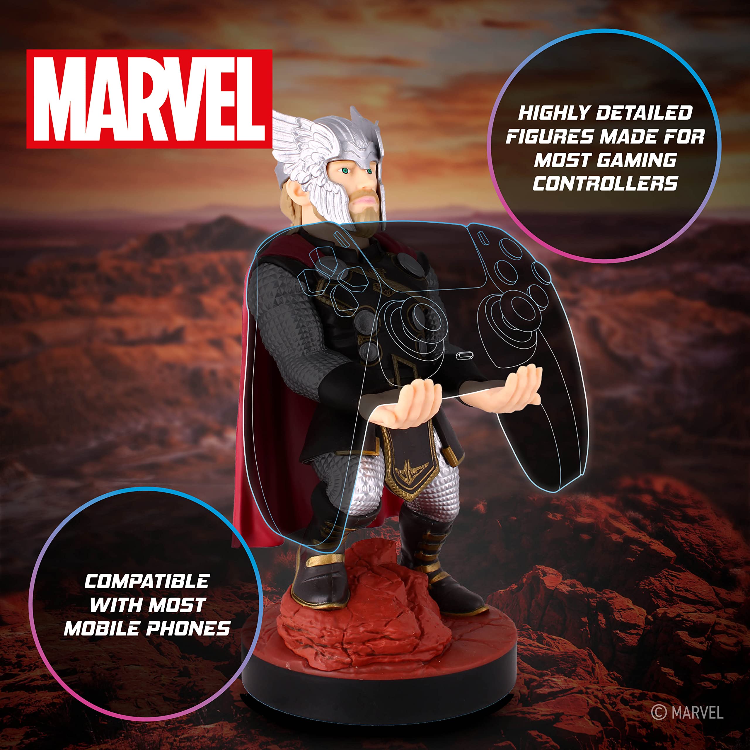 Cable Guys - Marvel Avengers Thor Gaming Accessories Holder & Phone Holder For Most Controller ( XBOX - , Play Station, Nintendo Switch) & Phone