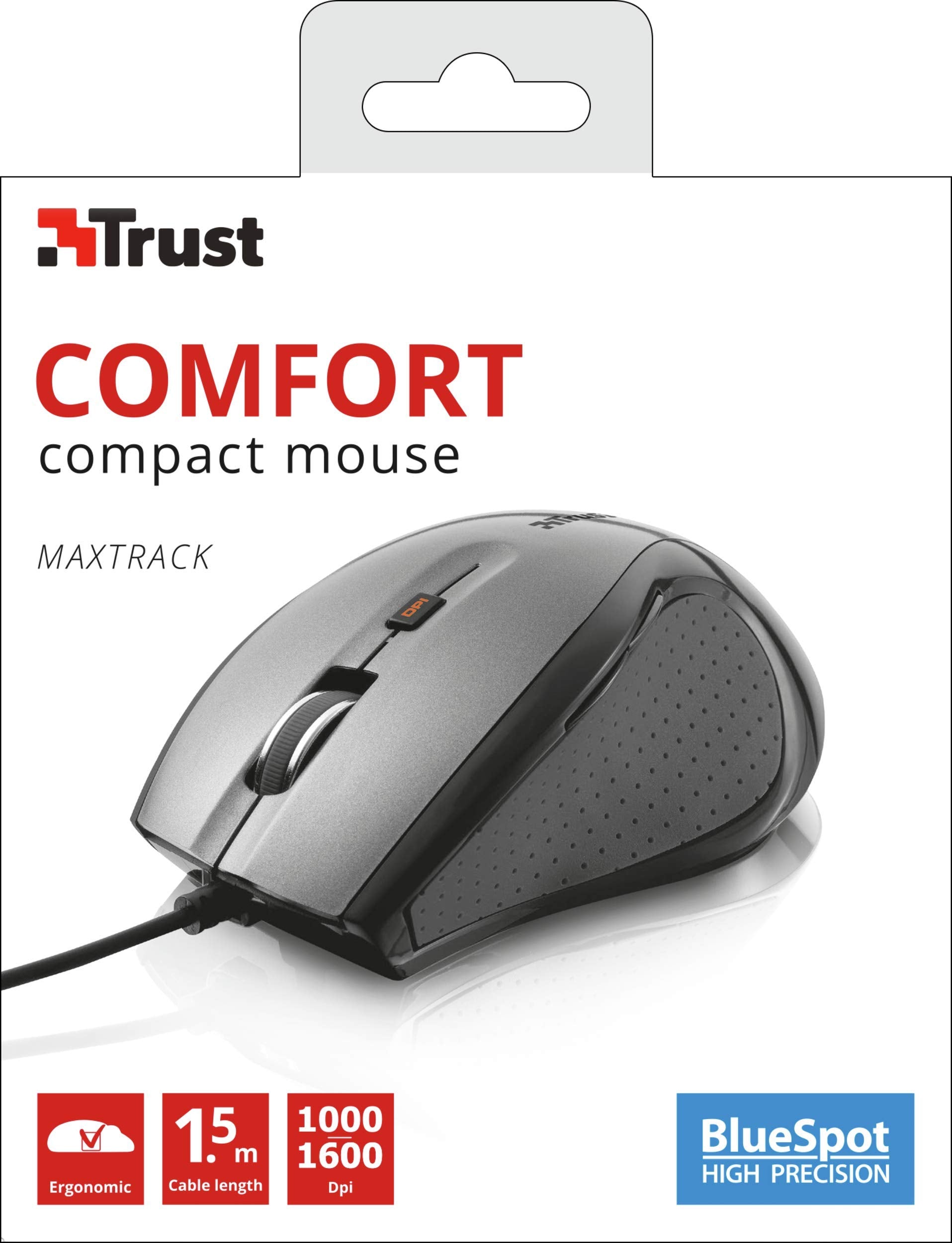 Trust 17178 Maxtrack - RatóN Con TecnologíA Bluespot, Con Cable, Gris