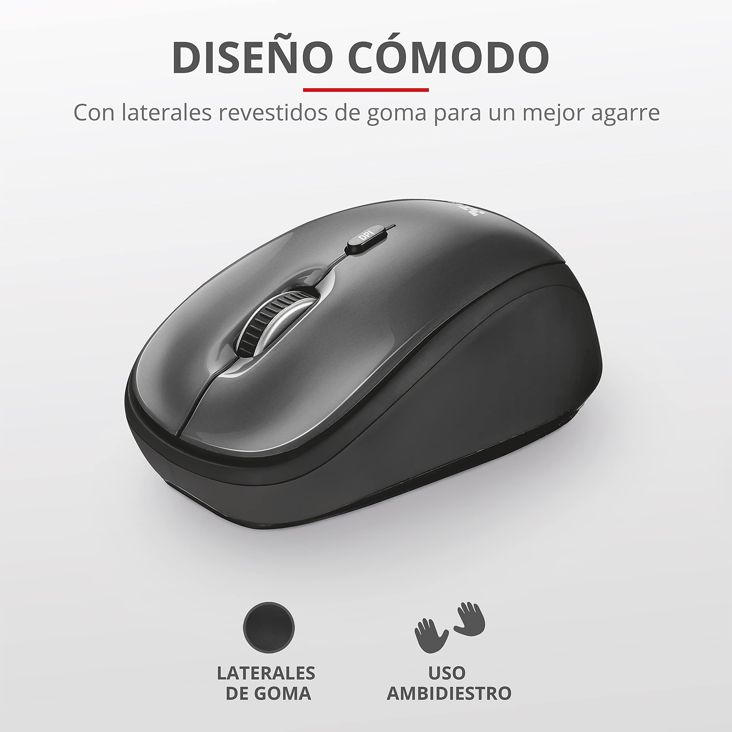 TRUST WIRELESS MOUSE  YVI - BLACK (SENSOR OPTICO DE 800 - 1.600 PPP REALES)