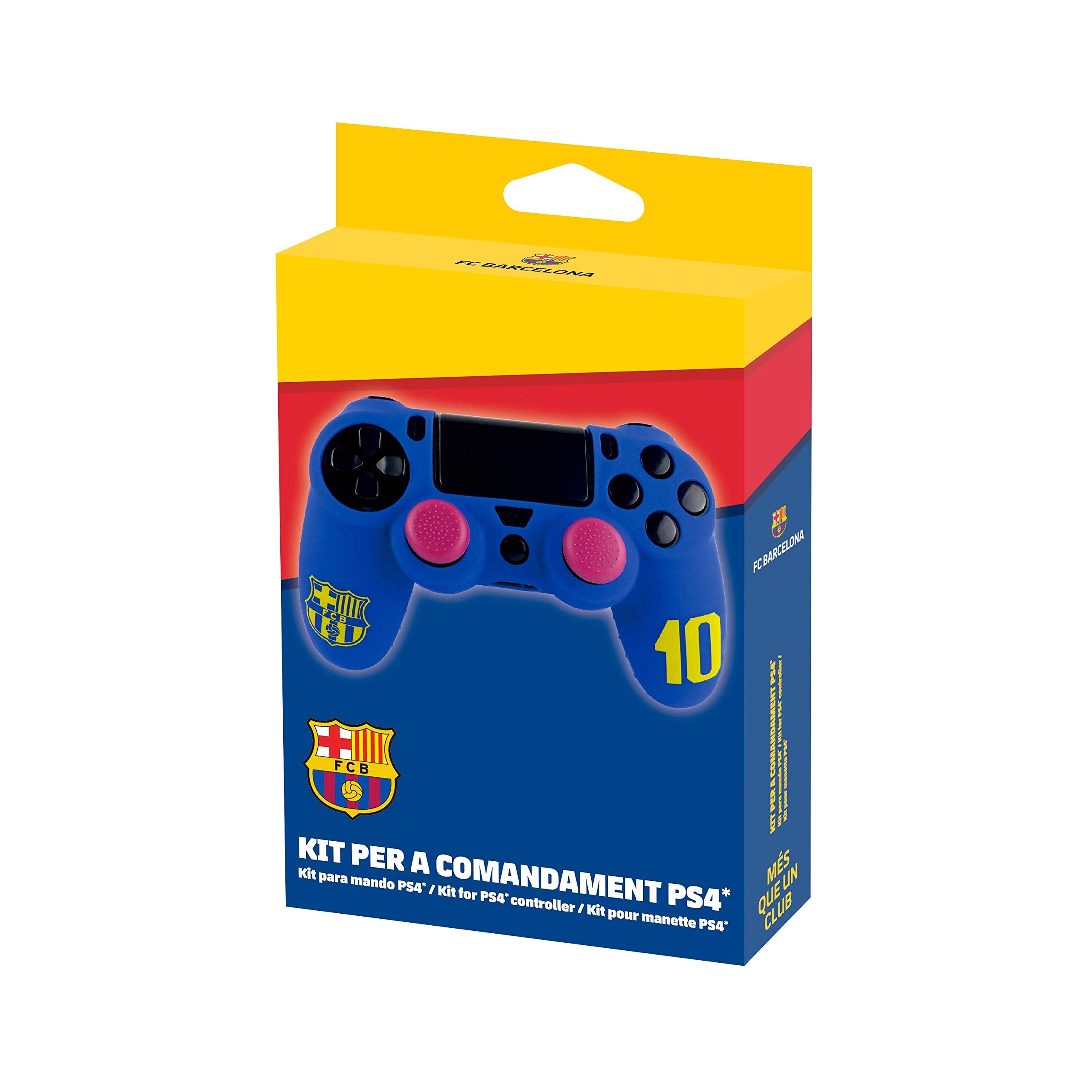 Subsonic - Funda De Silicona Para Mando Y Carcasa Blanda Antideslizante Con Thumb Grips Caps De PrecisióN Para Joysticks [Licencia Oficial Fcb Fc Barcelona] ( PS4 - )