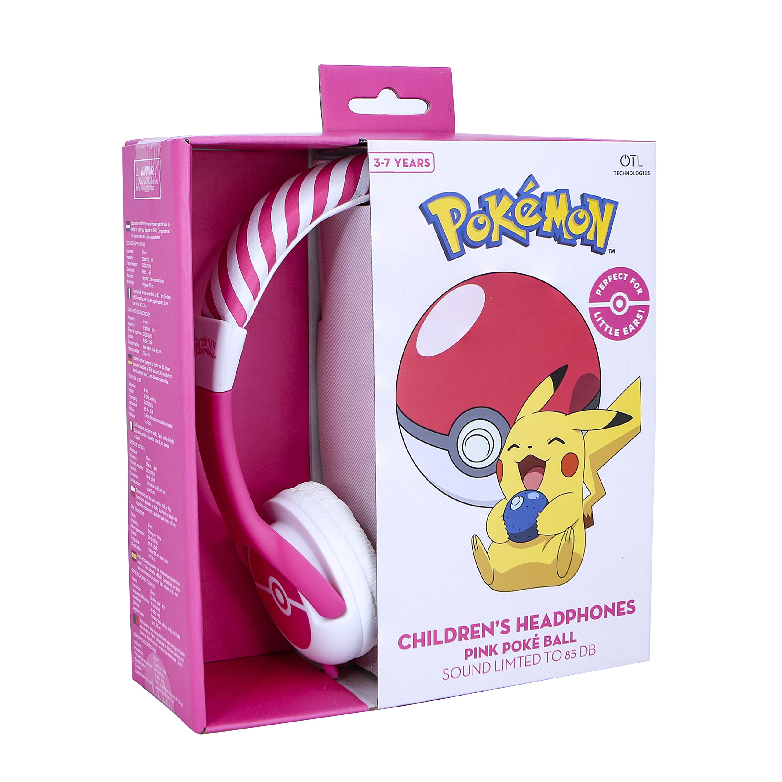 OTL Technologies Pokémon Pink Pokéball - Casque filaire pour enfants de 3 à 7 ans, rose
