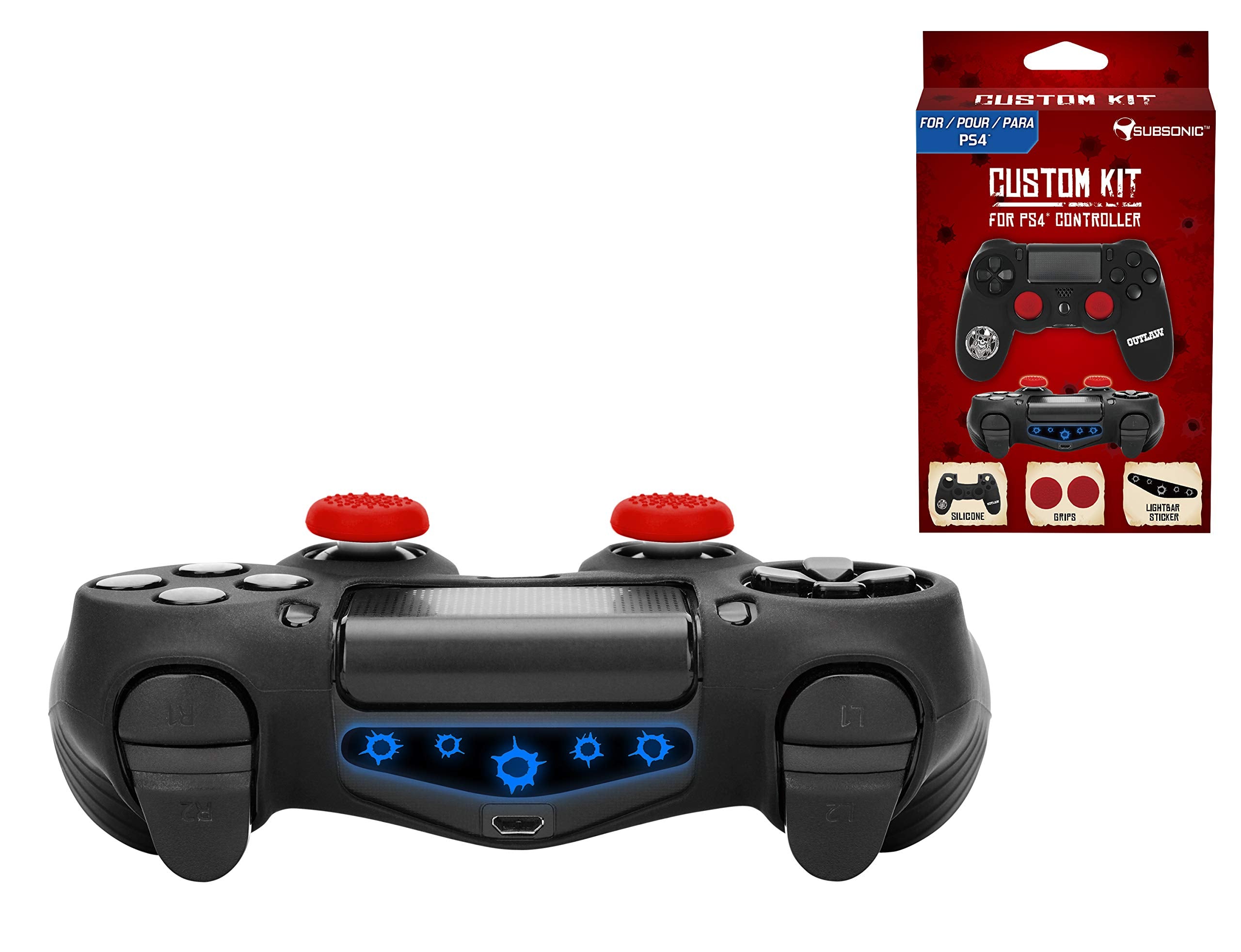 Subsonic - Funda Protectora Silicona Y Thumb Grip Caps Para Mando PS4 - Xestern 2018