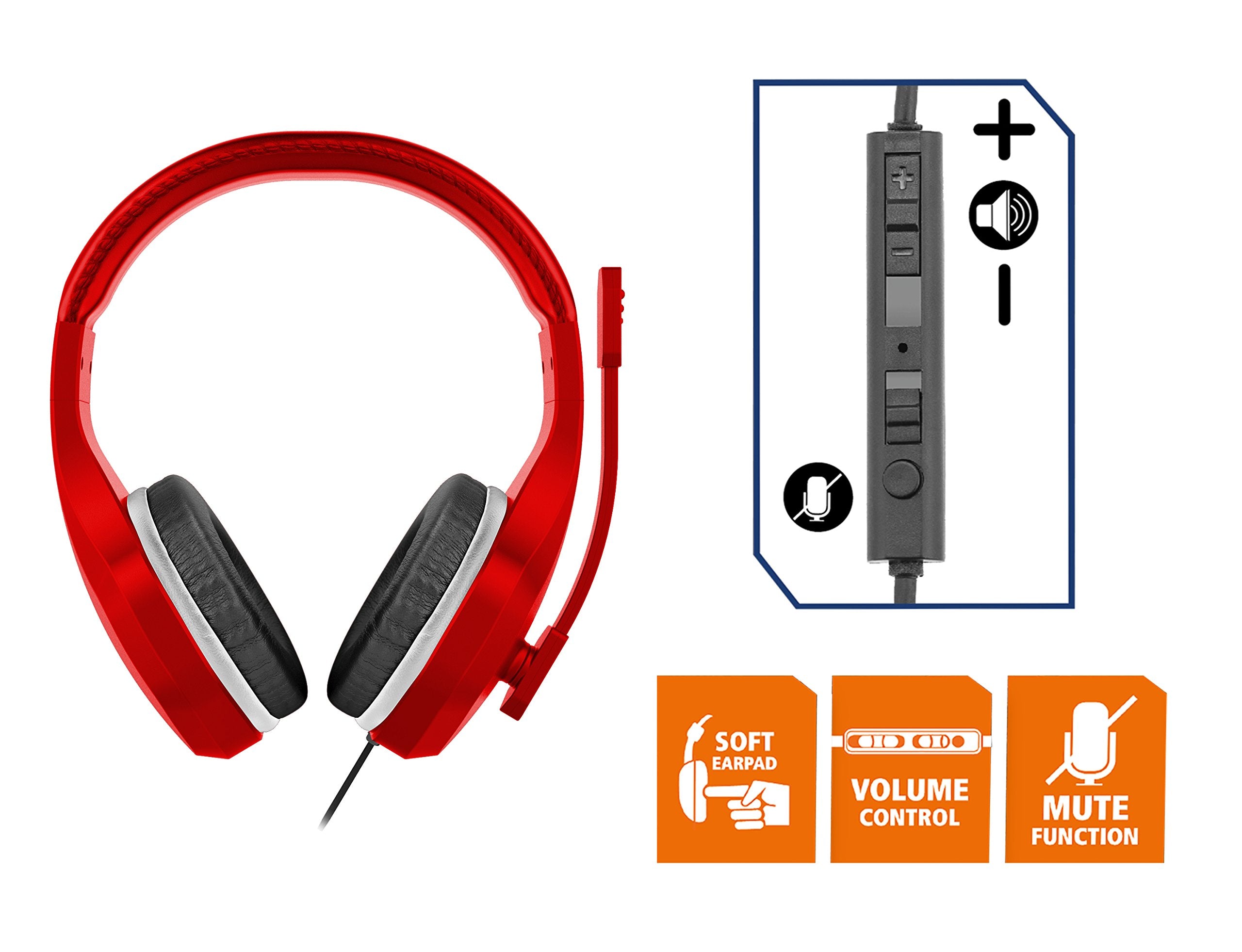 Subsonic - Auriculares Para Juegos Con MicróFono, Color Rojo ( PS4 - Slim, PS4 Pro, Xbox One, PC)