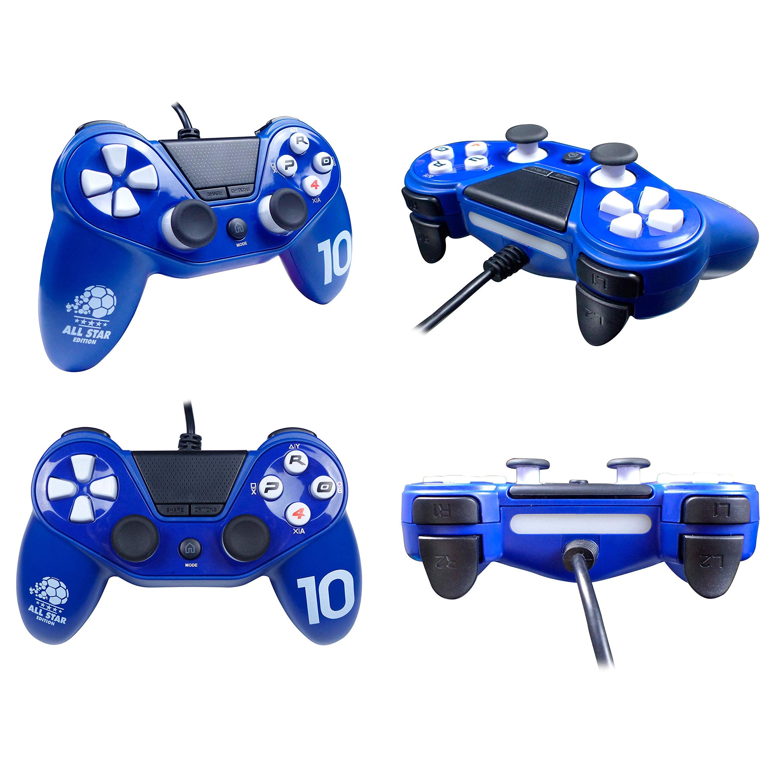Mando ps4 Pro4 FúTbol Con Cable Azul ( PS4/PS3/PC) - Accesorio compatible