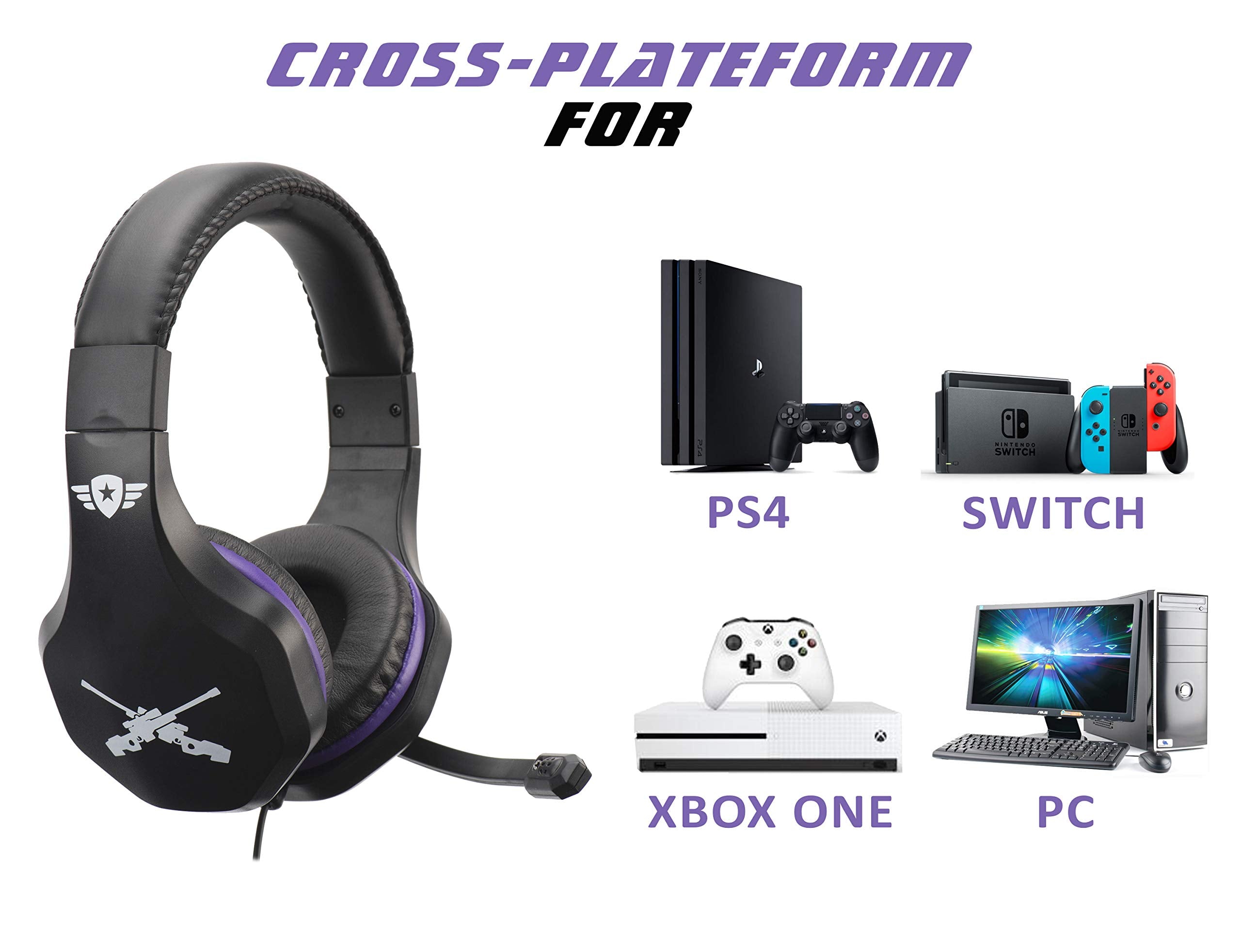 Subsonic - Auriculares Con MicróFono ( PS4 - Slim / Pro - Xbox One / PC / Nintendo Switch), Edición Gamer Battle Royal con extensión Switch