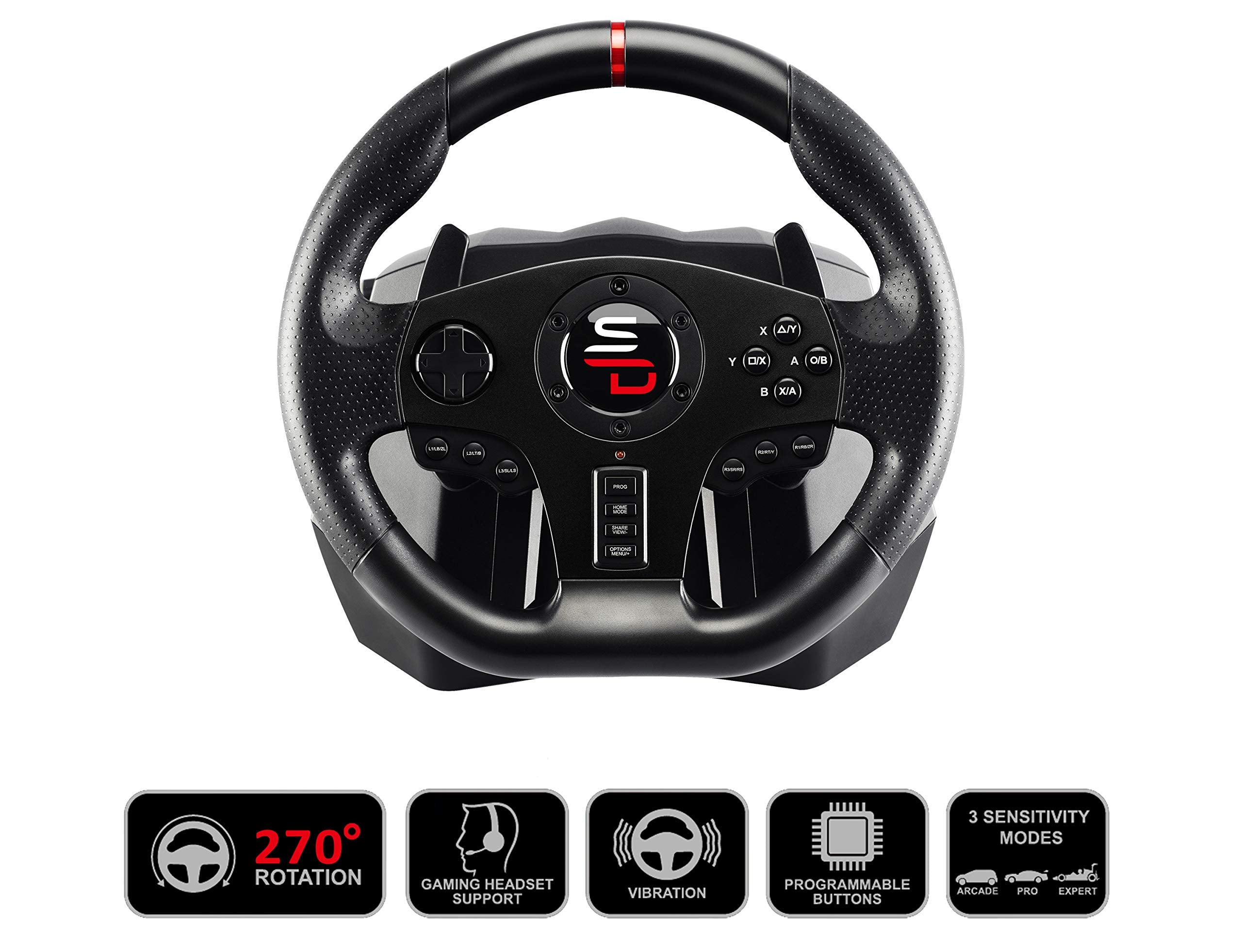 Superdrive - Volante Sv700 Con Pedales, Paletas De Cambio Y Vibraciones - PS4 - , Xbox One, Switch, PC, PS3