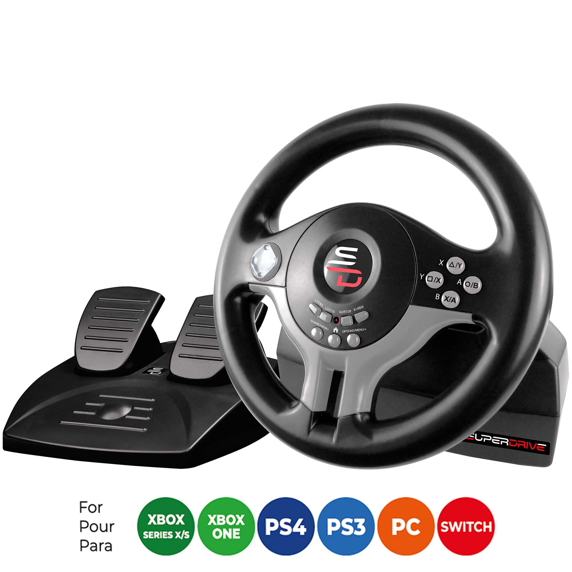 Subsonic Sv250 Superdrive - Volante De Carreras Con Pedales Y Paletas De Cambio Para NINTENDO SWITCH - , PS3, PS4, Xbox One, PC