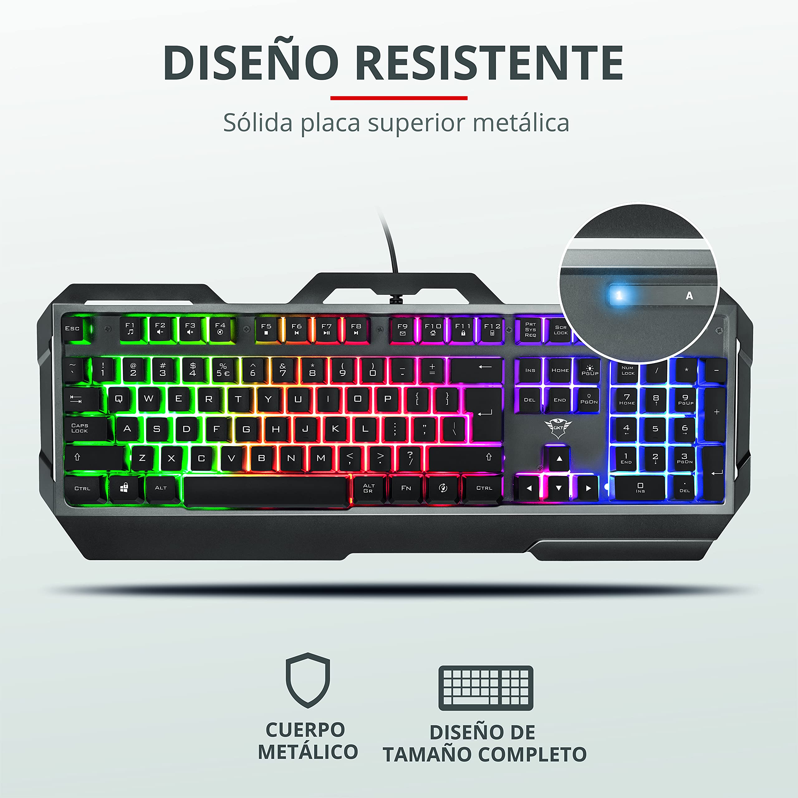 Trust Gaming Gxt 856 Torac Teclado Gaming Con Placa Superior MetáLica E IluminacióN
