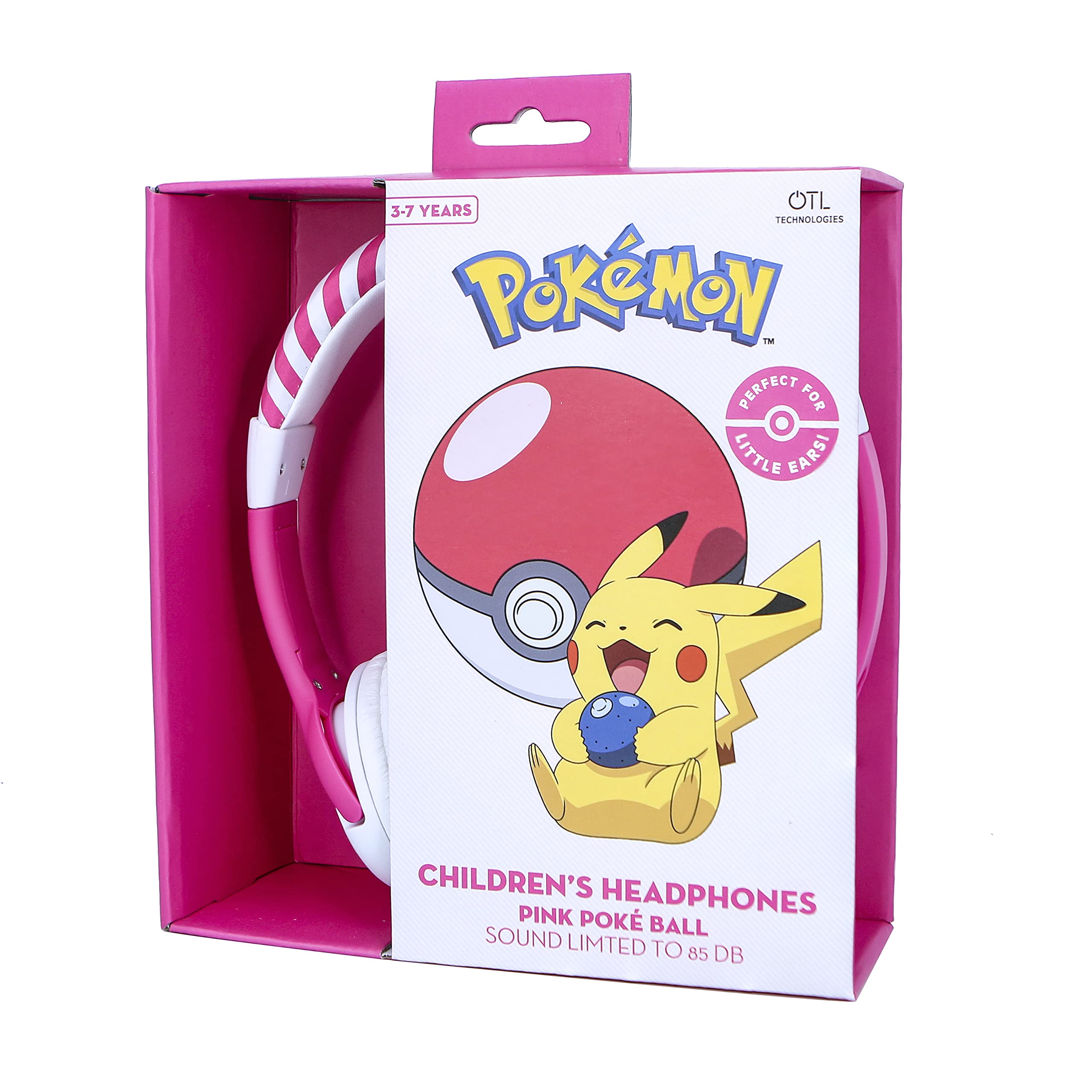 OTL Technologies Pokémon Pink Pokéball - Casque filaire pour enfants de 3 à 7 ans, rose