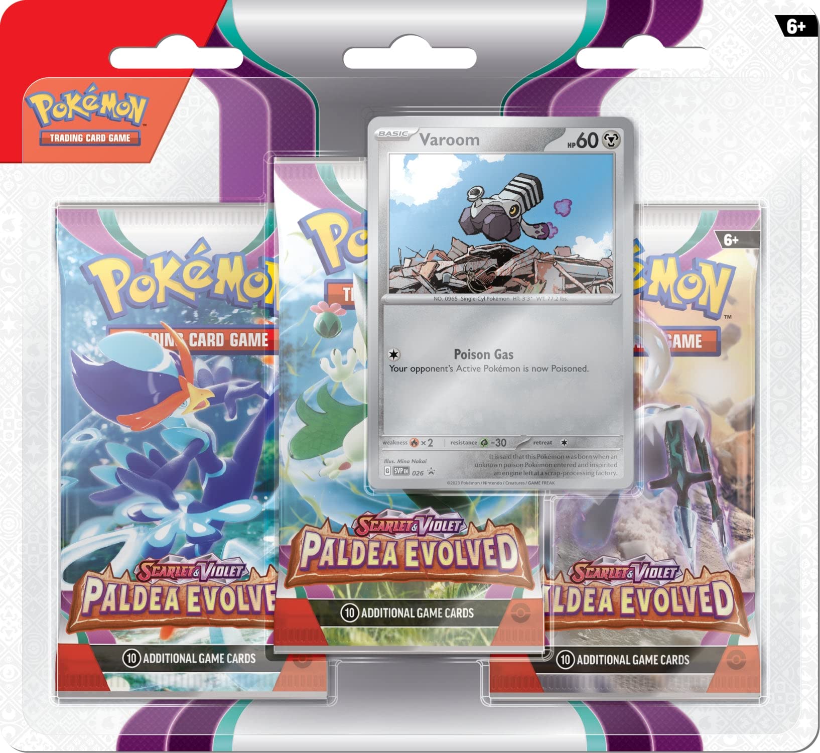 Pokémon JCC Escarlata y Violeta - Blister Pack 3 Boosters Evolutions en Paldea Forgerette y Vrombi - Cartas Coleccionables de Alta Calidad