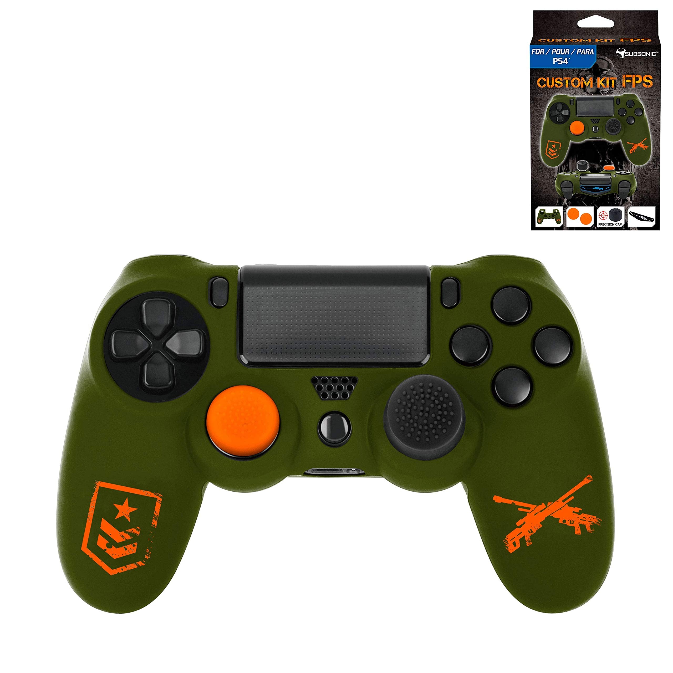 Subsonic - Funda Protectora Silicona Y Thumb Grip Caps Para Mando PS4 - FPS 2018