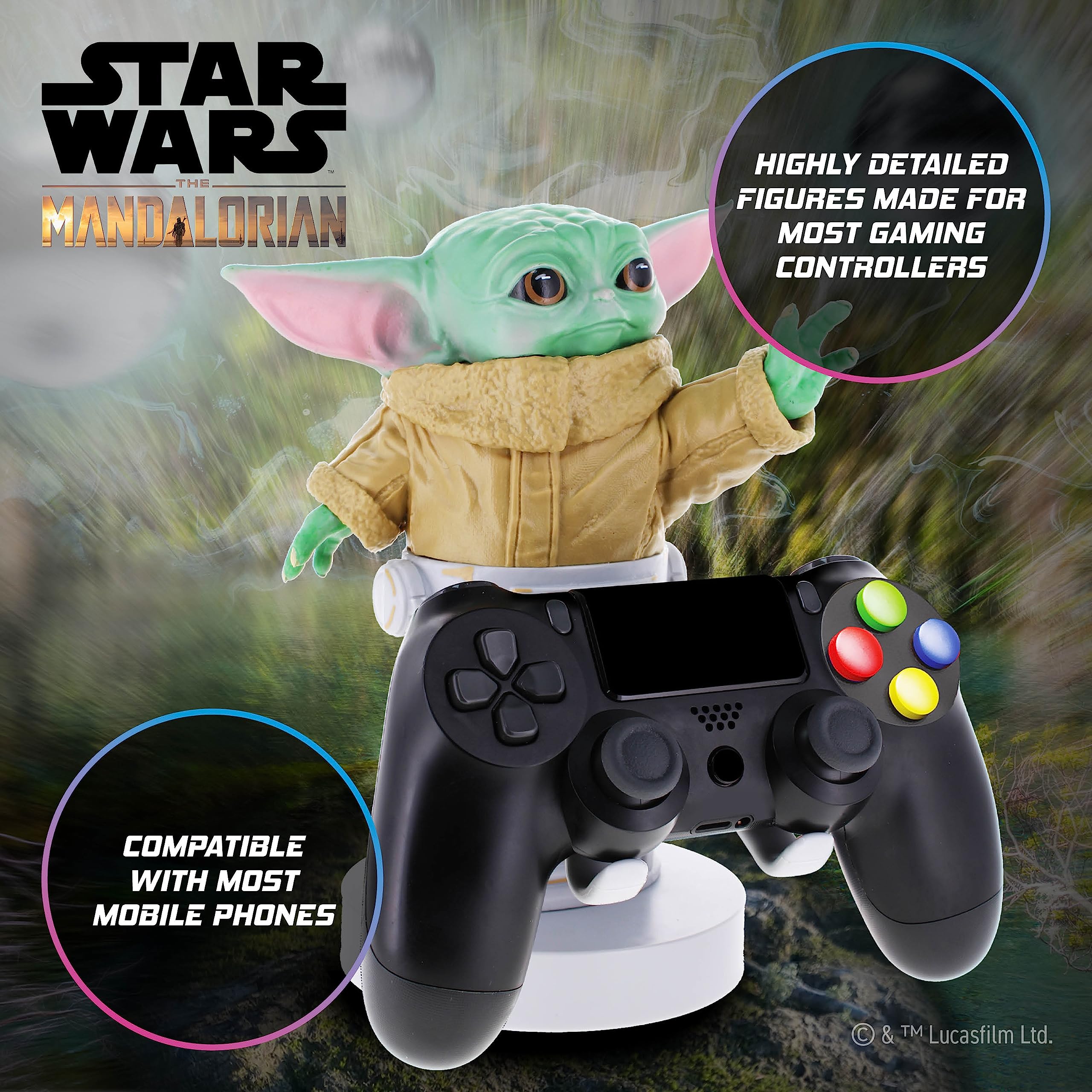 Cable Guys - Star Wars Mandalorian The Child Gaming Accessories Holder & Phone Holder For Most Controller ( XBOX - , Play Station, Nintendo Switch) & Phone
