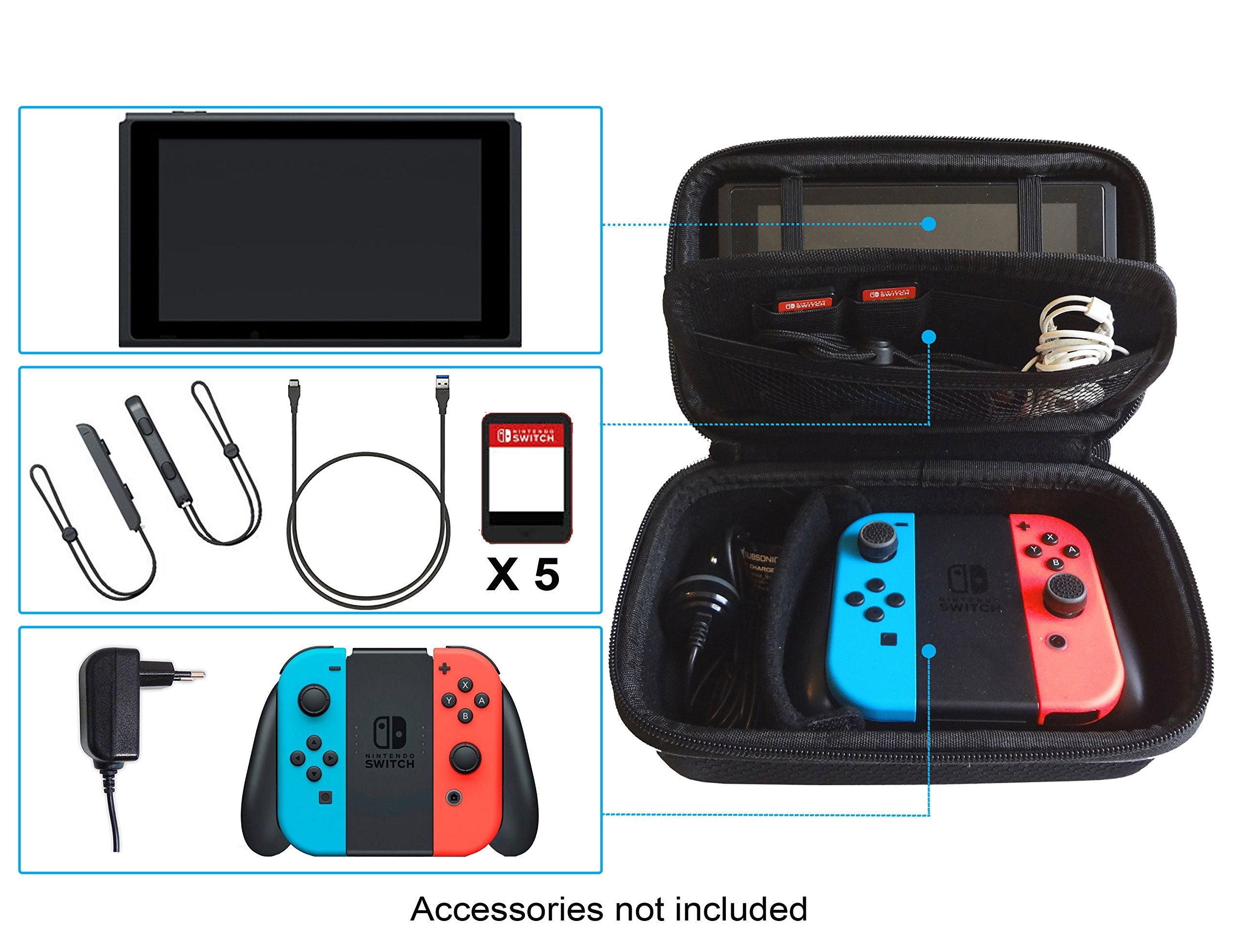 Subsonic - Mallette de rangement et de transport pour Switch et accessoires