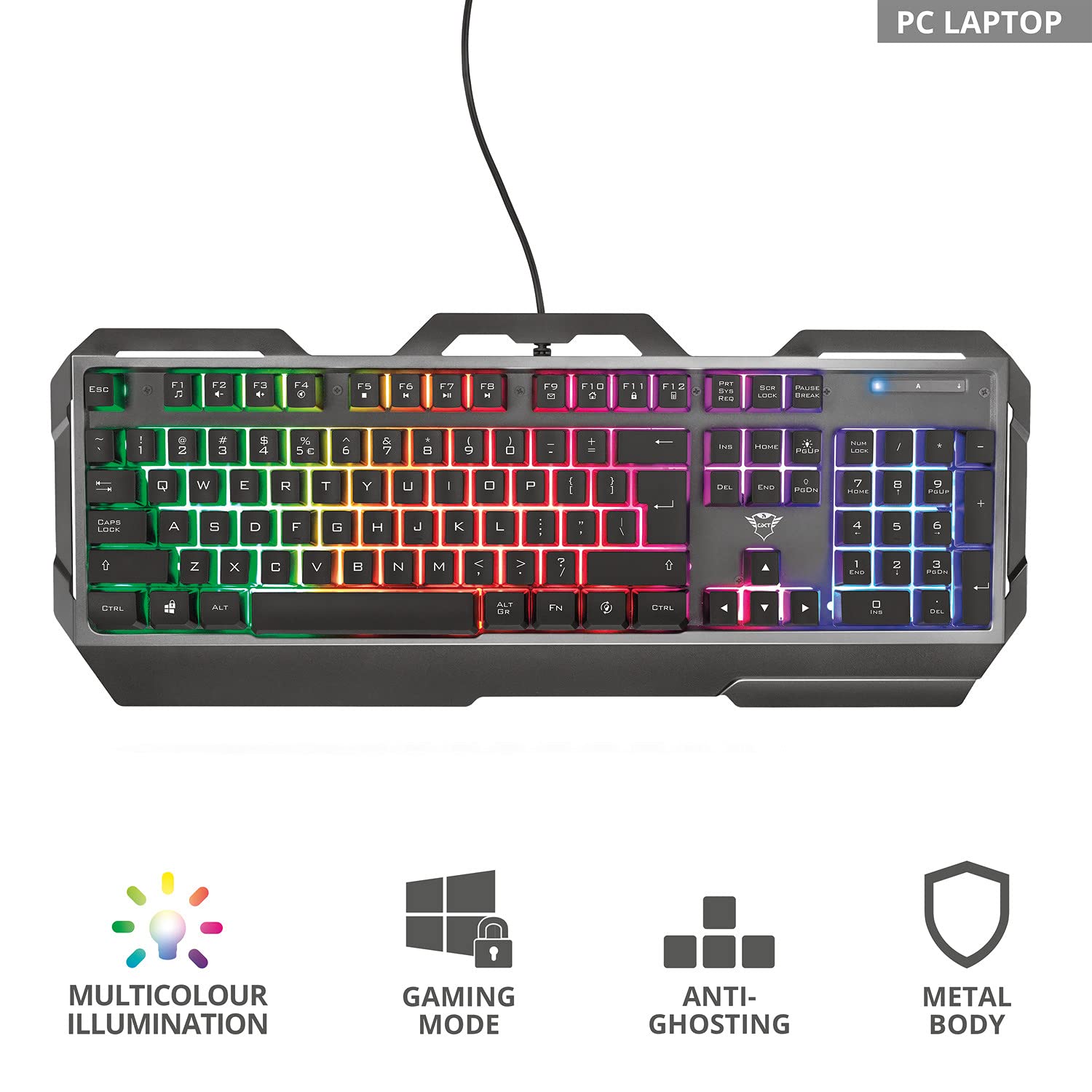 Trust Gaming Gxt 856 Torac Teclado Gaming Con Placa Superior MetáLica E IluminacióN