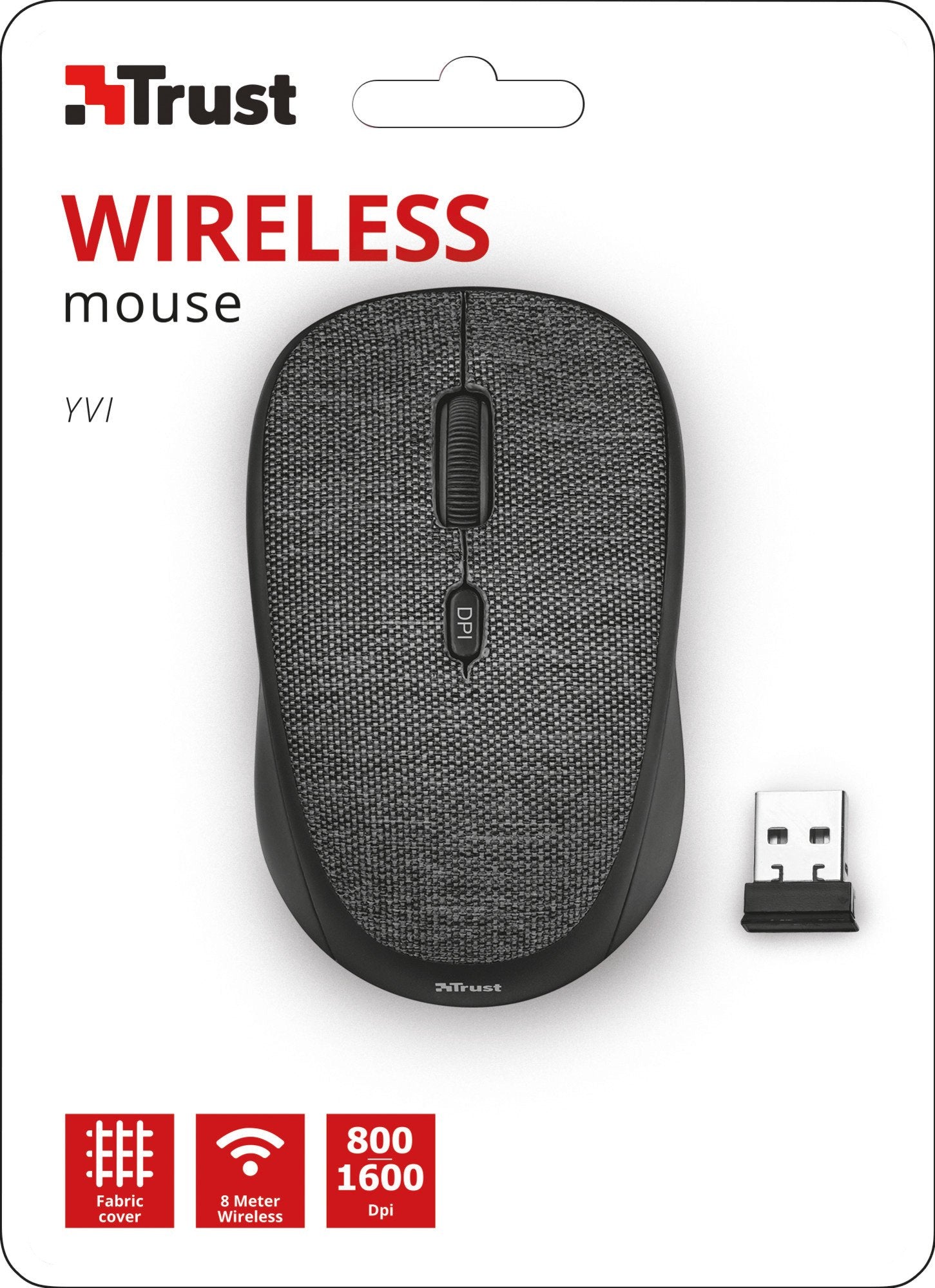 Souris sans fil Trust Yvi Fabric, noire