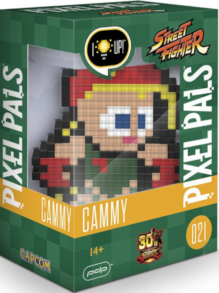 PDP Cammy Pixel Pals Street Fighter, vert/rouge, 3,4 x 4,4 x 6,2 pouces