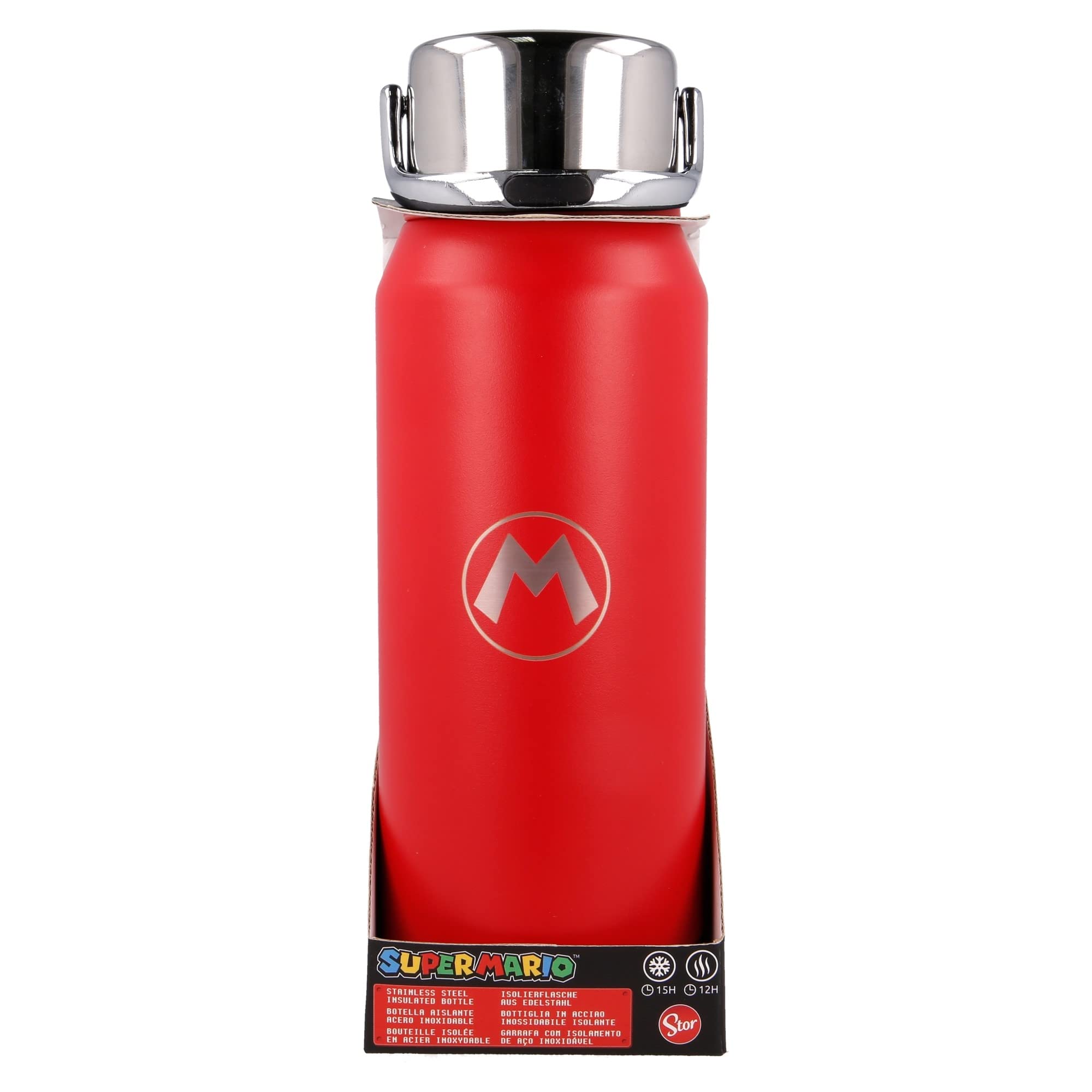 Stor8412497013746acero Inoxidable TéRmica Botella, 505 Ml Capacidad, Super Mario Hugo