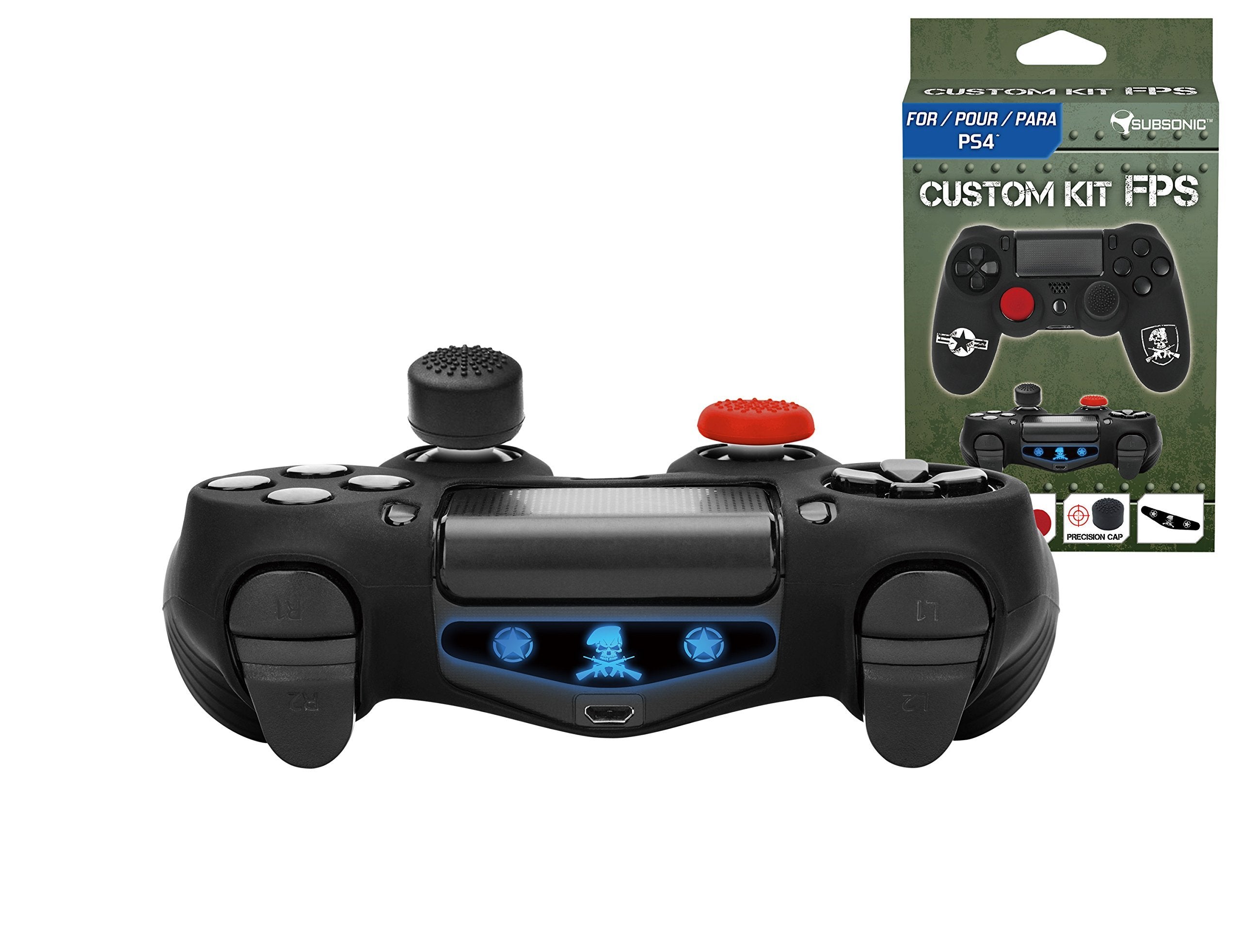 Subsonic - Kit De CustomizacióN Para Mando Playstation 4 - Funda De Silicona Para Mando PS4 - con grips para joysticks - CAMO/FPS