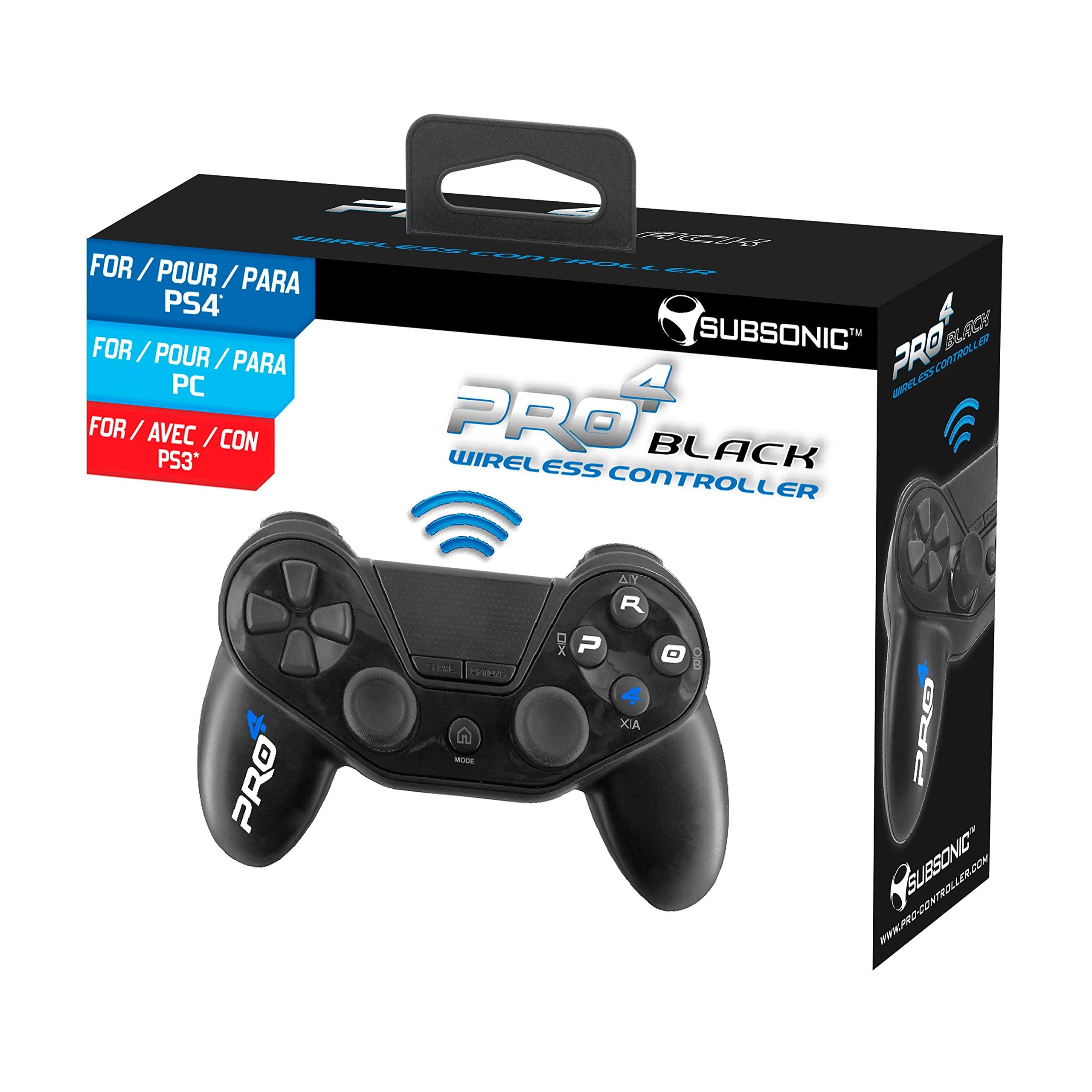 Mando ps4 InaláMbrico Pro4 Black Wireless Controller - Accessorio Para Consola PS4 - / Slim / Pro / PC / PS3 - Negro