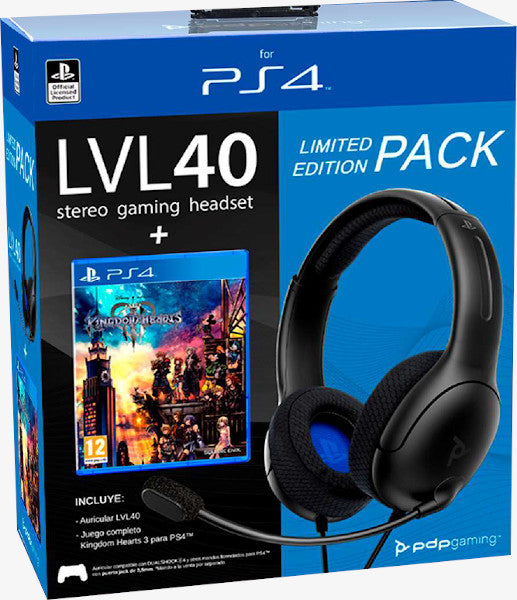Pdp Gaming - Auriculares Con Cable Lvl40 Con Licencia Oficial PS4 - + Juego Kingdom Hearts III (PlayStation 4)