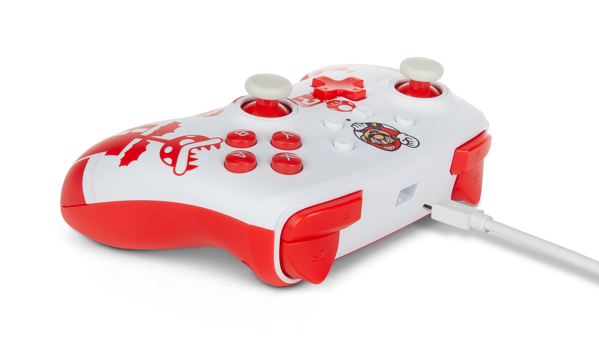Mando Nintendo Switch Powera Con Cable Mejorado Mario Rojo/Blanco