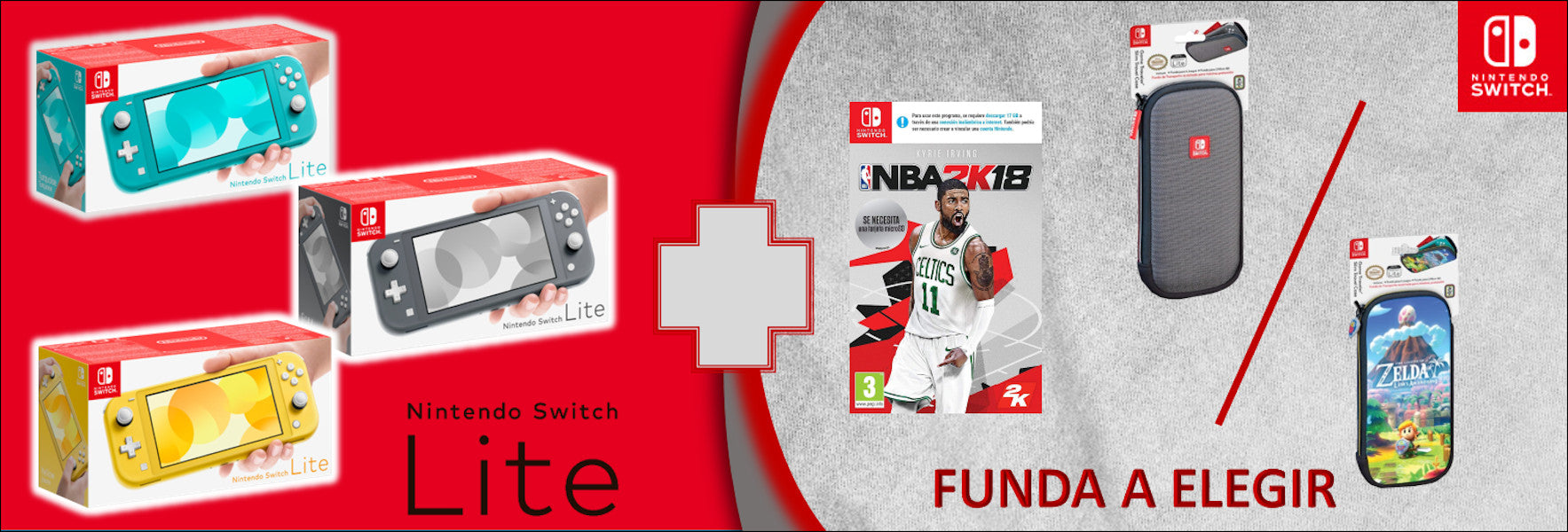 NINTENDO SWITCH - Lite - NBA 2K18 + Game Traveler Slim Travel Case
