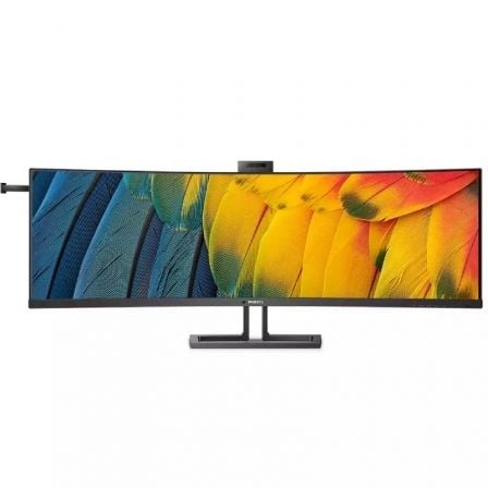 Monitor Profesional Curvo Philips 45B1U6900CH 44.5'/ Dual QHD/ Webcam/ Multimedia/ Regulable en altura/ Negro