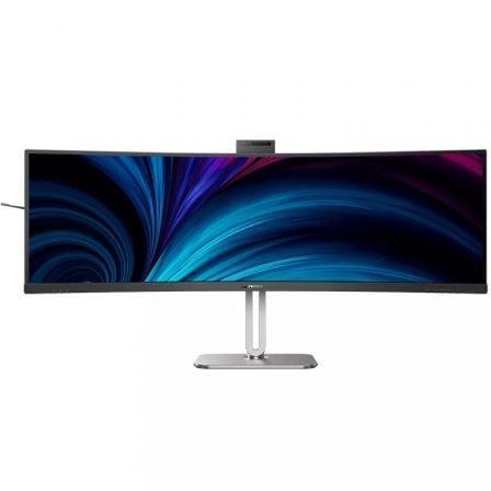 Monitor Profesional Curvo Philips 49B2U5900CH 48.8'/ Dual QHD/ Webcam/ Multimedia/ Regulable en altura/ Plata y Negro