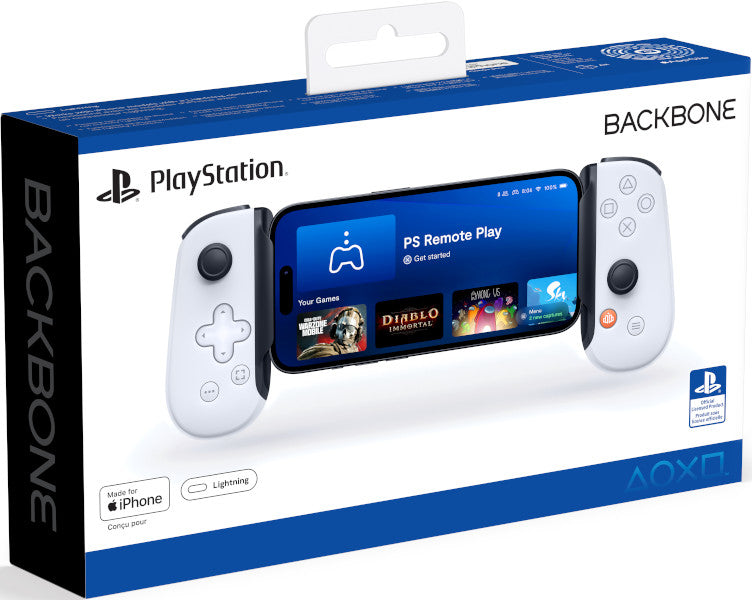 BACKBONE GAMEPAD PLAYSTATION PARA IPHONE CON CARGADOR LIGHTNING (WHITE) (2.ª GENERACION)