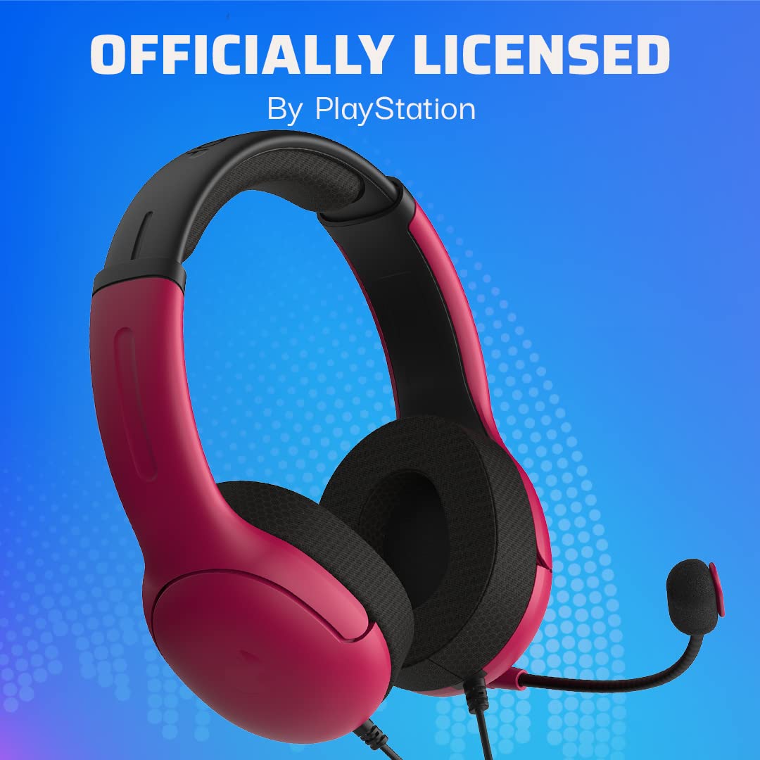 Pdp Airlite Wired Auricular Red With Noise Cancelling Microphone For Sony Playstation PS5 - PS4, Officially Licensed