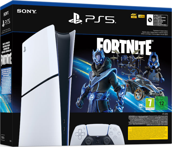 CONSOLA WHITE DIGITAL SLIM EDITION + DUALSENSE (1TB) + FORTNITE COBALT STAR