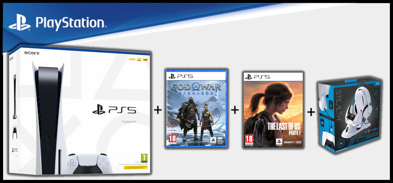 Playstation 5 White - Dualsense Controller - 2 Games + 1 Accessory