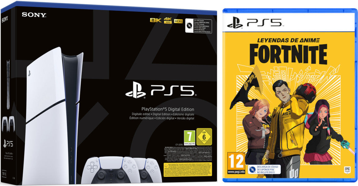 Consola White Digital Slim Edition (1tb) + 2 Dualsense Wireless Controller White (Blanco) + Fortnite: Leyendas De Anime (Ciab)