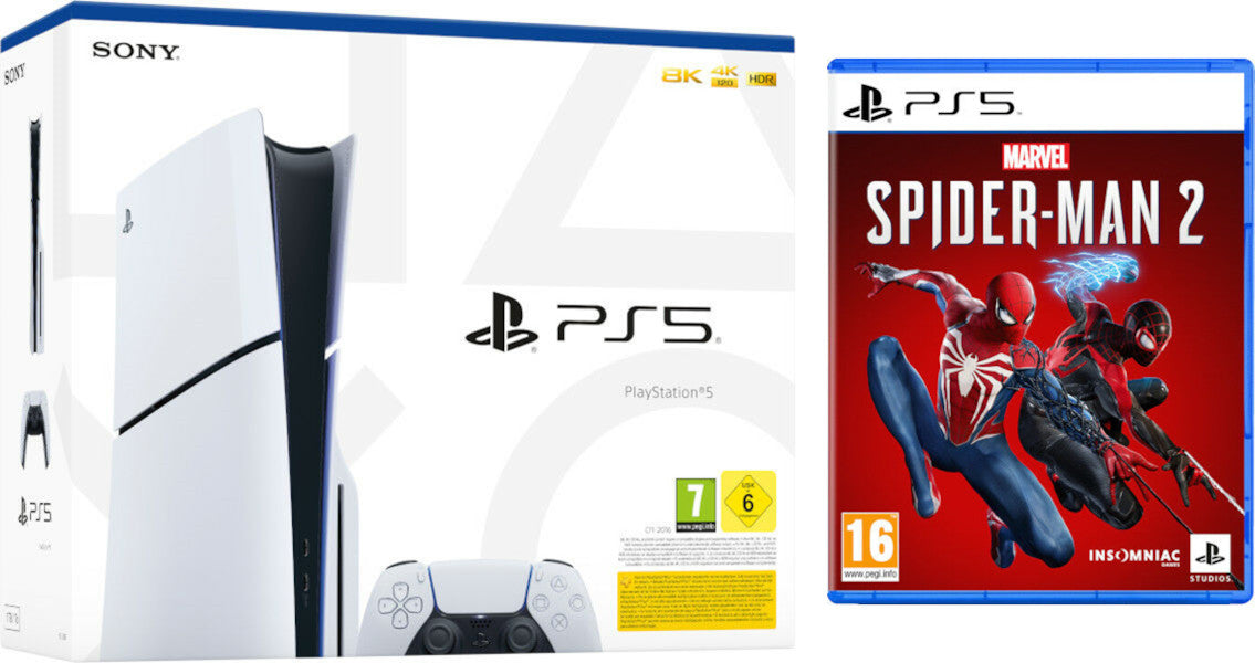 Consola White Slim Edition + Dualsense (1tb) + Marvel Spider-Man 2
