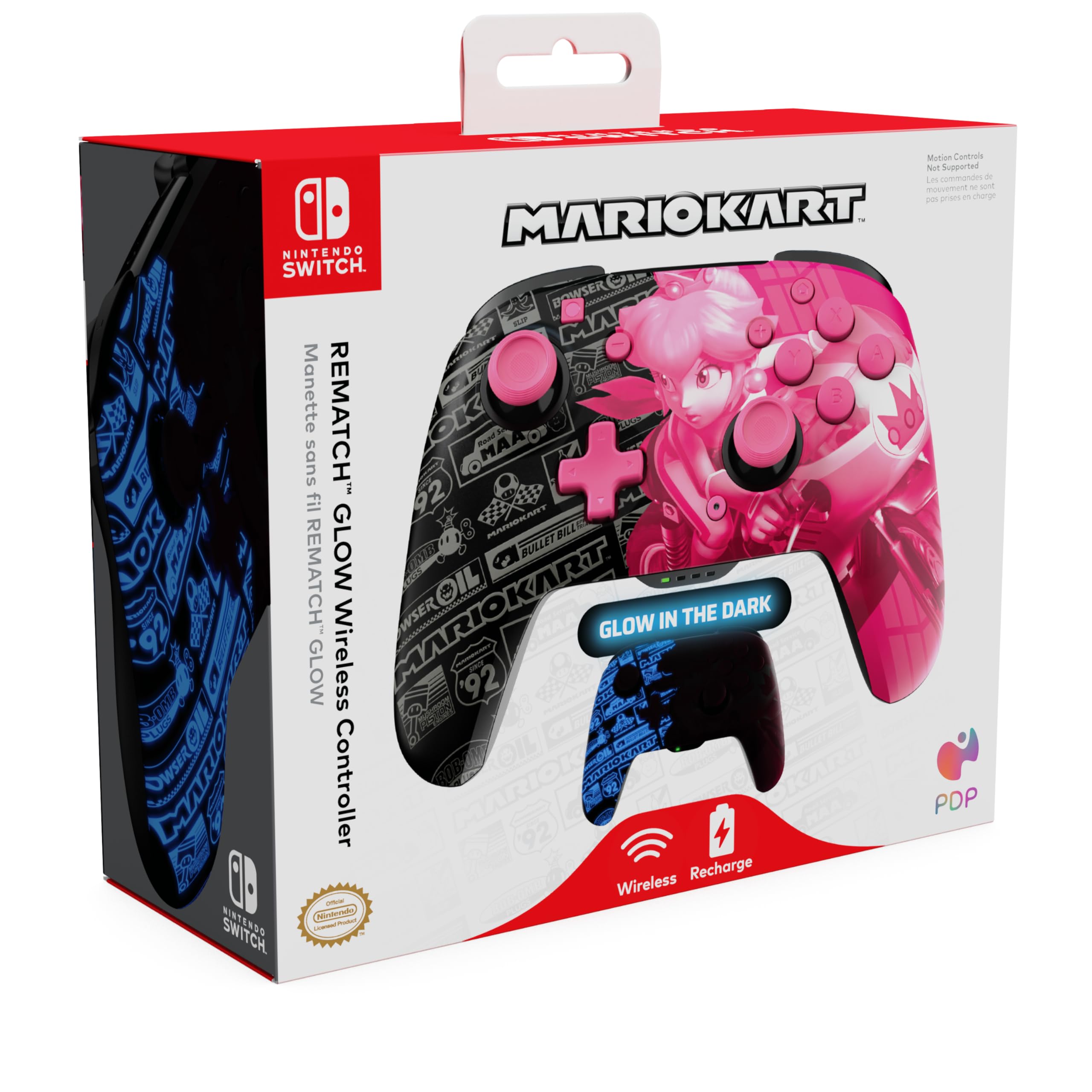 Manette sans fil PDP Rematch GLOW Grand Prix Peach Nintendo Switch